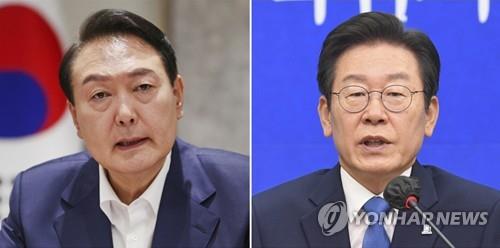 This compilation image shows President Yoon Suk Yeol (L) and Democratic Party leader Lee Jae-myung. (Yonhap)