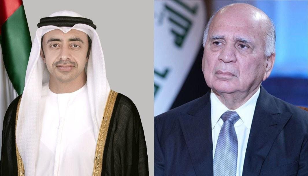 Iraqi FM, Fuad Hussein (right), UAE Deputy PM and FM Affairs Sheikh Abdullah bin Zayed Al Nahyan (left) 