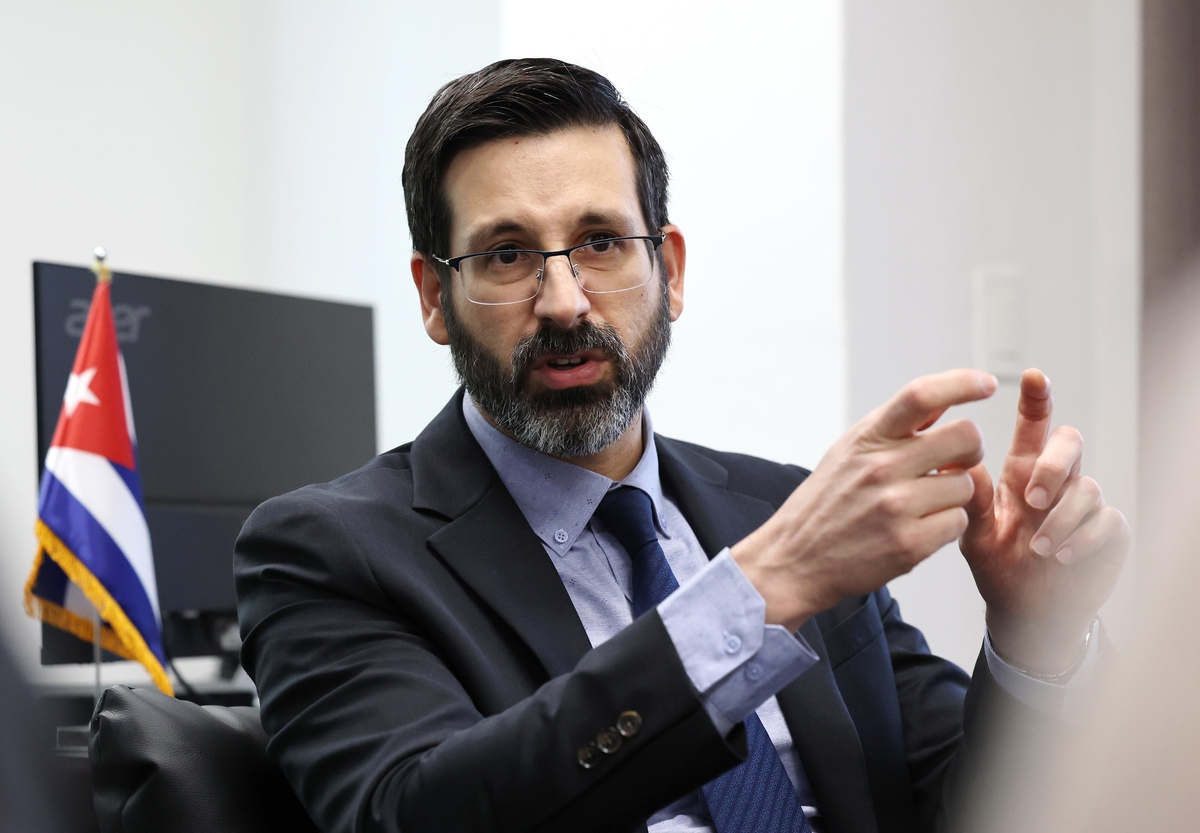 Cuban Ambassador to South Korea Claudio Raul Monzon Baeza speaks during an interview with Yonhap News Agency in Seoul on Oct. 19, 2026. (Yonhap)