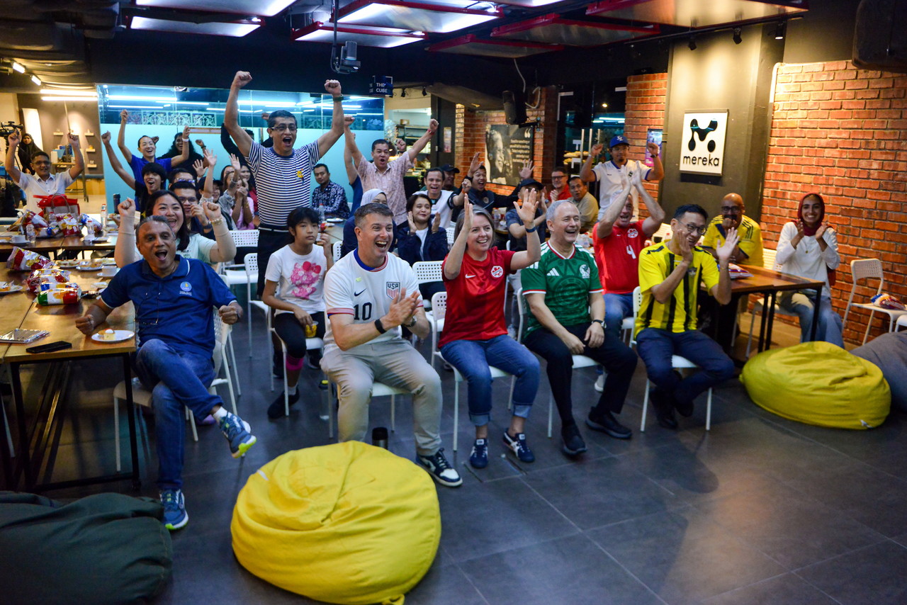  Acting Deputy Chief of Mission of the United States Morgan O’Brien watches the 2026 FIFA World Cup match between the United States and Paraguay during the live screening event at Publika, Kuala Lumpur