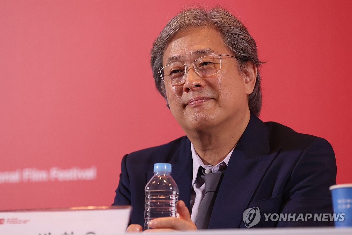 "No Other Choice" director Park Chan-wook listens to questions during a press conference at the Busan Cinema Center in Haeundae, Busan, on Sept. 17, 2025. (Yonhap)