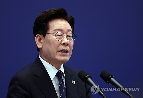 President Lee Jae Myung speaks during a press conference at Cheong Wa Dae in Seoul on Sept. 18, 2026. (Yonhap)