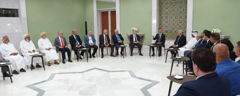 President al-Assad meets a delegation of Arab Engineers Federation, stresses social and developmental role of Arab organizations and federations