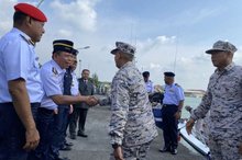 Indonesia's Bakamla Chief, Vice Admiral Irvansyah, with the Singapore Police Coast Guard 