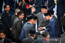 President Prabowo Subianto greets several legislators