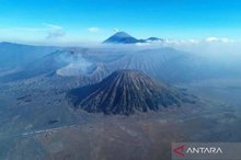 An aerial photo of the Bromo Tengger Semeru National Park 