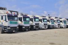 Nine KSrelief Food Aid Trucks Arrive in Yemen's Aden
