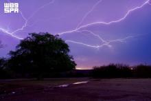Lightning Streaks Across Al-Baha's Autumn Skies