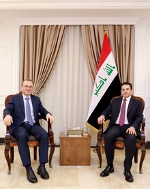 National Security Adviser to the PM, Qasim al-Araji (right), Russian Ambassador to Iraq Elbrus Kutrashev (left) 