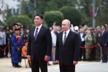 Presidents of Mongolia and the Russian Federation Lay Wreaths at the Monument to Marshal Zhukov