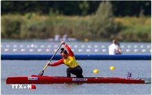 Rower Nguyen Thi Huong competes at the Paris 2024 Olympics in August last year. (Photo: VNA)