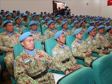 Members of the missions of Engineering Unit Rotation 3 and Level-2 Field Hospital Rotation 6 at the conference (Photo: VNA)