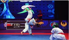 Vietnamese team perform to win gold in the women's kata team event of the Asian Karate Championships in May. The Asian winners will compete in the regional tournament this weekend. (Photo: AFK)