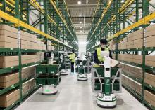 This photo provided by LG Electronics Co. shows CLOi CarryBots, the company's logistics service robots. (PHOTO NOT FOR SALE) (Yonhap)