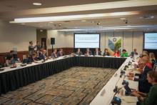 Representatives of member states of the Minerals Security Partnership hold a meeting in New York on Sept. 26, 2024, in this photo provided by South Korea's foreign ministry. (PHOTO NOT FOR SALE) (Yonhap)