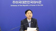 Finance Minister Koo Yun-cheol speaks during a press conference at the South Korean Embassy in Washington on July 30, 2025. (Yonhap)