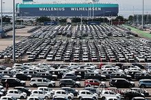 Cars to be exported are parked at a port in Pyeongtaek, about 60 kilometers south of Seoul, on Oct. 30, 2025. (Yonhap)