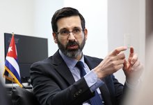 Cuban Ambassador to South Korea Claudio Raul Monzon Baeza speaks during an interview with Yonhap News Agency in Seoul on Oct. 19, 2026. (Yonhap)