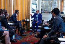 Prime Minister Anwar Ibrahim (fourth, left) holds a one-on-one meeting with Google’s Global Head of Government Affairs and Public Policy, Karan Bhatia, here on Thursday