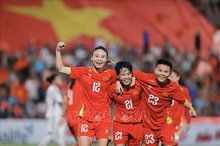 Vietnamese players at the match against UAE in Asian Cup qualifiers on July 2. (Photo: VNA)