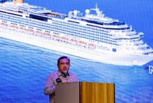 Malaysian Transport Minister Anthony Loke Siew Fook speaking at the Launching Ceremony of Port Klang as the first international cruise port of the Costa Serena at Port Klang Cruise Terminal (PKTC) Pulau Indah on Friday. -- (photoBERNAMA) 