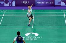PARIS, Aug 5 -- Malaysia's men's singles Lee Zii Jia, in action against India's Lakshya Sen in the bronze medal match of the men's badminton event at the Paris 2024 Olympics a Porte De La Chapelle Arena Monday.  --fotoBERNAMA (2024) COPYRIGHT RESERVED