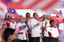 Anwar Ibrahim at the 2025 National Month and Fly the Jalur Gemilang (Malaysian flag) launching ceremony here Sunday.