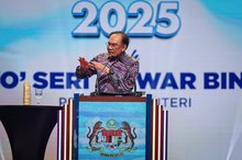 Prime Minister Anwar Ibrahim delivers the 2025 National Day address at the Malaysia Agricultural Expo Park (MAEPS) on Saturday.