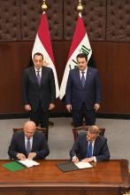 PM, Mohammed Al-Sudani (right ) and his Egyptian counterpart Mustafa Madbouly (left) sponsor signing MoUs