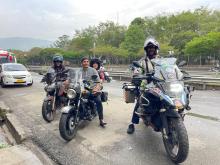 Katiravan (right) met with a group of friendly bikers from Venezuela, who accompanied him in his ride through Columbia