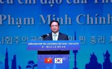 Prime Minister Pham Minh Chinh speaking at Vietnam-RoK Labour Cooperation Forum (Photo: VNA)