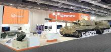 This photo, provided by Hanwha Aerospace, shows its booth at the Egypt Defence Expo (EDEX) 2023 in Cairo on Dec. 4, 2023. (PHOTO NOT FOR SALE) (Yonhap)
