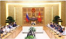 Deputy Prime Minister Tran Hong Ha on July 9 co-chairs an online meeting with and his Russian counterpart Dmitry Chernyshenko. (Photo: VNA)