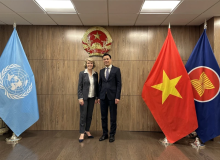 Ambassador Dang Hoang Giang (right), Vietnam’s Permanent Representative to the United Nations (UN), on June 5 meets with UN Secretary-General’s Special Envoy on Myanmar Julie Bishop. (Photo: VNA)