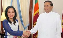 Vietnamese Ambassador to Sri Lanka and Maldives Phan Kieu Thu and President of Sri Lanka Maithripala Sirisena. (Source: Colombopage.com)