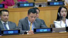 Ambassador Dang Hoang Giang, head of the Permanent Delegation of Vietnam to the UN, speaks at the conference (Photo: VNA)