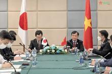 Vietnamese Deputy Defence Minister Sen. Lt. Gen. Hoang Xuan Chien (R) and his Japanese counterpart Tsuchimichi Akihiro at the meeting in Phnom Penh on May 17 (Photo: People's Army Newspaper)