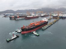 This file photo provided by Hanwha Ocean Co. shows a very large gas carrier. (PHOTO NOT FOR SALE) (Yonhap)