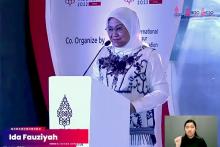 Indonesian Manpower Minister Ida Fauziyah at the G20 campaign event "Involving People with Disabilities for Inclusivity" in Jakarta on Wednesday night (January 26, 2022). (ANTARA/Prisca Triferna/KT).