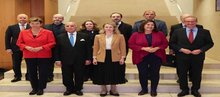FM Fuad Hussein (second from right, front row) stands with EU representatives at the EU Ministerial Cooperation Council meeting in Luxembourg