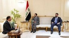 Speaker of Parliament Haibat al-Halbousi (right), head of Taqadum party, Mohammed al-halbousi (centre), the Ambassador of the Hashemite Kingdom of Jordan to Iraq, Maher al-Tarawneh (left)