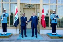 PM, Mohammed Shia al-Sudani (left), Turkish President Recep Tayyip Erdogan (right)