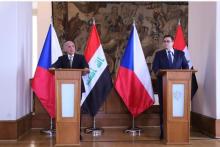 Czech FM Jan Lipavsky (right), Iraqi FM, Fuad Hussein (left)