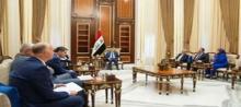 Parliament Speaker Mahmoud Al-Mashhadani (centre) receives Russian Delegation