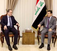 National Security Adviser Qasim Al-Araji (right ), Russian Ambassador to Baghdad, Elbrus Kotrashev (left) 