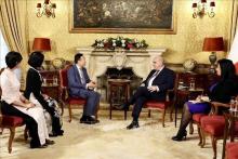 President of Malta George Vella receives the Vietnamese Ambassador to Italy and Malta Duong Hai Hung at San Anton Palace. (Photo: VNA)