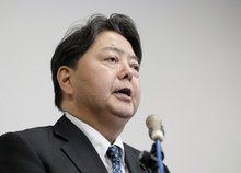 Japan's Chief Cabinet Secretary Yoshimasa Hayashi speaks at a press conference in Tokyo on Sept. 16, 2025. (Kyodo)
