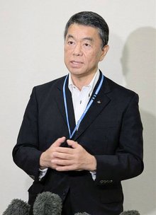 Miyagi Gov. Yoshihiro Murai speaks to reporters in Sendai on Sept. 18, 2025. (Kyodo) 