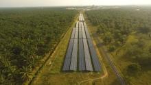 Solar cell panels in Sei Mangkei Special Economic Area of Simalungun, North Sumatra. (ANTARA/HO-Pertamina)