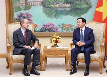 Deputy Prime Minister Tran Hong Ha (right) hosts Italian Ambassador to Vietnam Marco Della Seta on October 15. (Photo: VNA)
